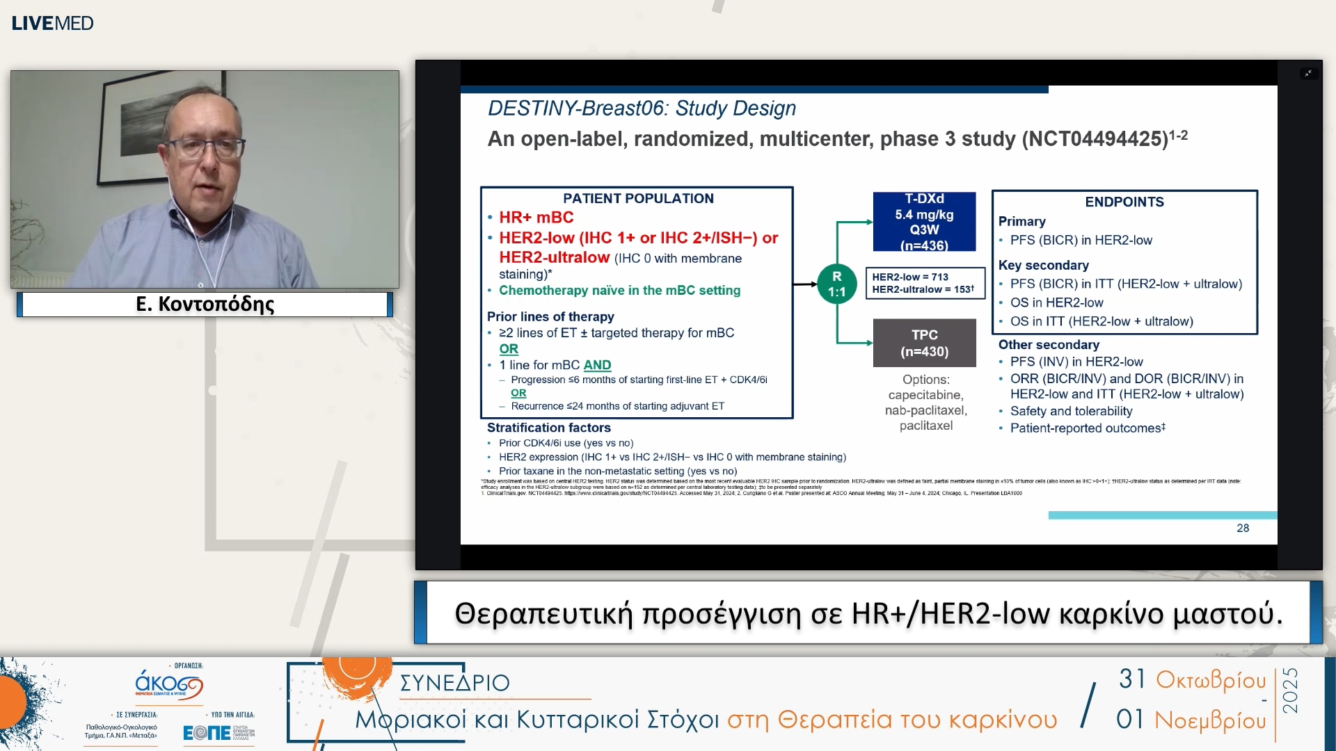 19 Ε. Κοντοπόδης - Θεραπευτική προσέγγιση σε HR+/HER2-low καρκίνο μαστού. 