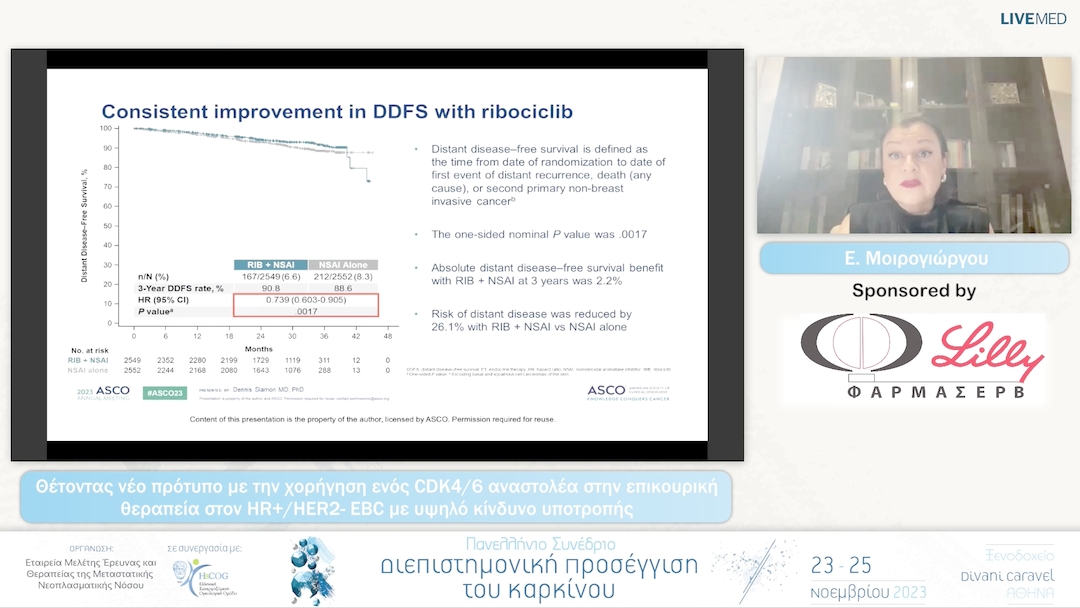 38 Ε. Μοιρογιώργου - Θέτοντας νέο πρότυπο με την χορήγηση ενός CDK4/6 αναστολέα στην επικουρική θεραπεία στον HR+/HER2- EBC με υψηλό κίνδυνο υποτροπής 