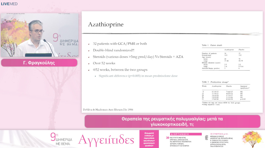 14 Γ. Φραγκούλης - Θεραπεία της ρευματικής πολυμυαλγίας: μετά τα γλυκοκορτικοειδή, τι; 
