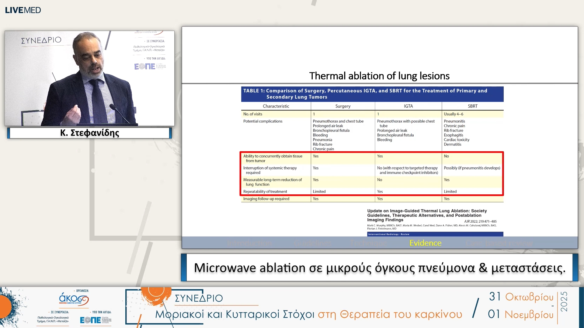 26 Κ. Στεφανίδης - Microwave ablation σε μικρούς όγκους πνεύμονα & μεταστάσεις.