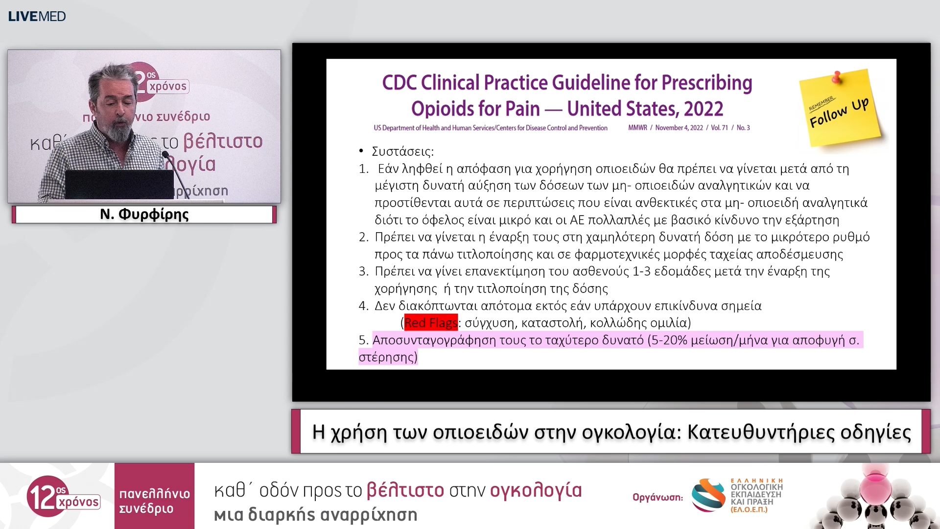 25 Ν. Φυρφίρης - Η χρήση των οπιοειδών στην ογκολογία: Κατευθυντήριες οδηγίες