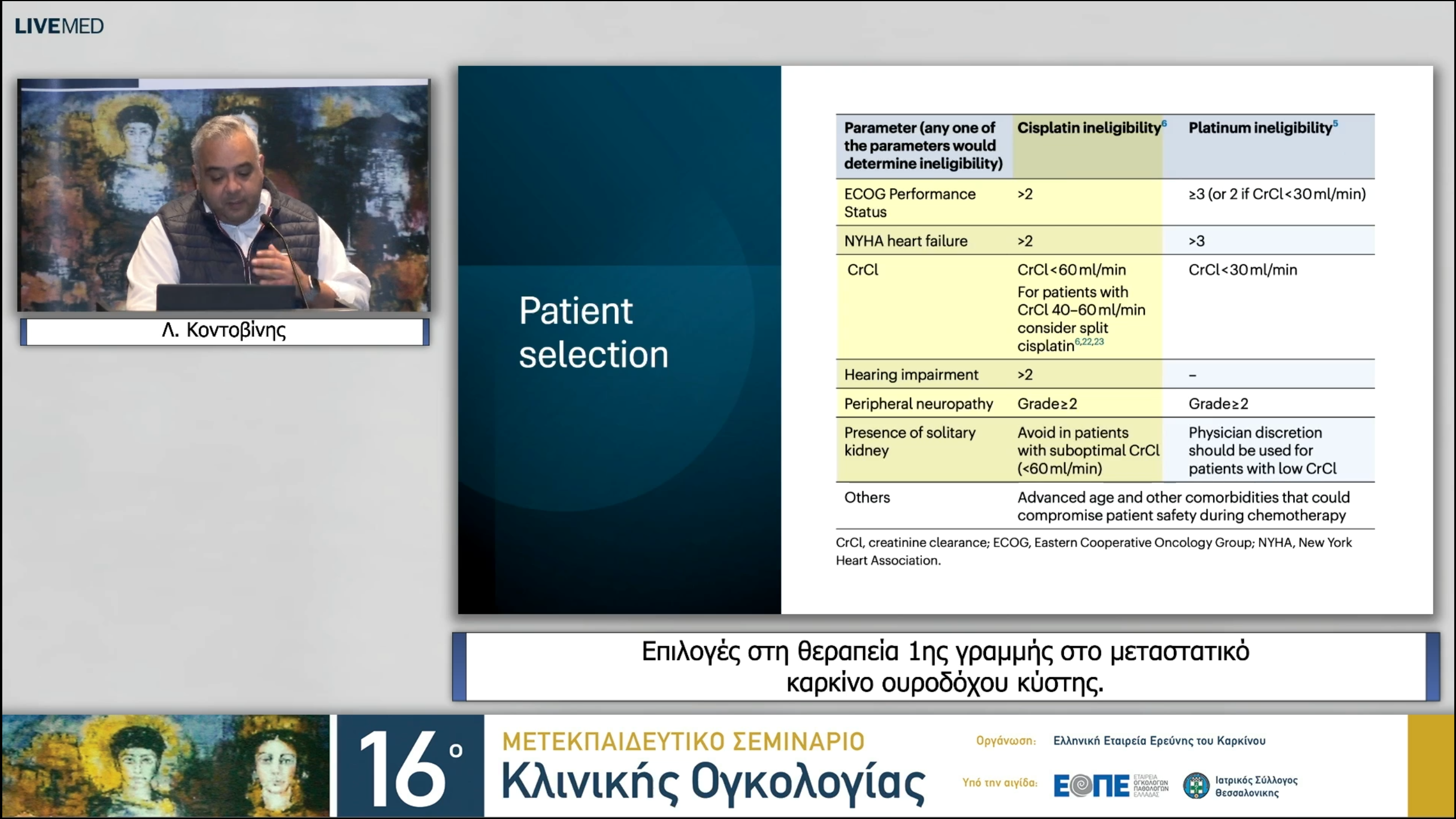 12 Λ. Κοντοβίνης - Επιλογές στη θεραπεία 1ης γραμμής στο μεταστατικό καρκίνο ουροδόχου κύστης. 