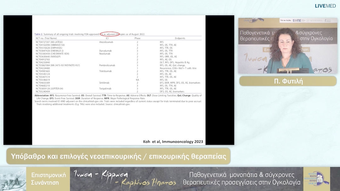 45 Π. Φυτιλή - Υπόβαθρο και επιλογές νεοεπικουρικής / επικουρικής θεραπείας 