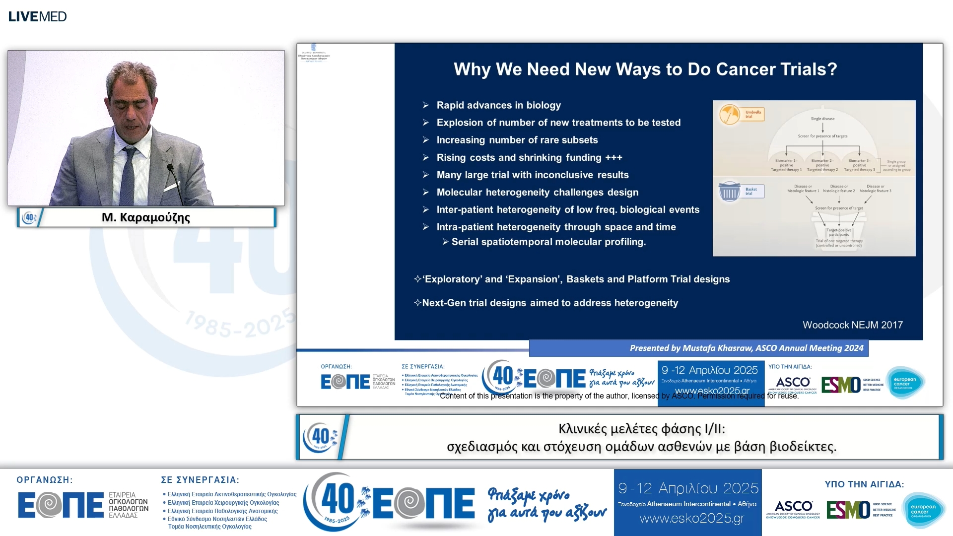 097 M. Καραμούζης - Κλινικές μελέτες φάσης Ι/ΙΙ: σχεδιασμός και στόχευση ομάδων ασθενών με βάση βιοδείκτες.
