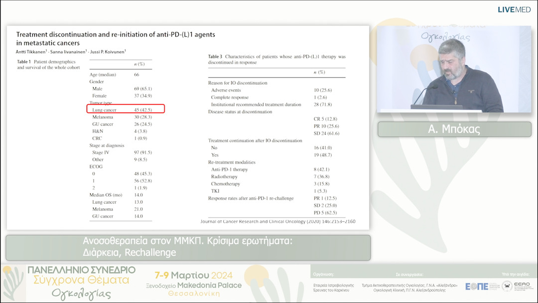 29 Α. Μπόκας - Ανοσοθεραπεία στον ΜΜΚΠ. Κρίσιμα ερωτήματα: Διάρκεια, Rechallenge 