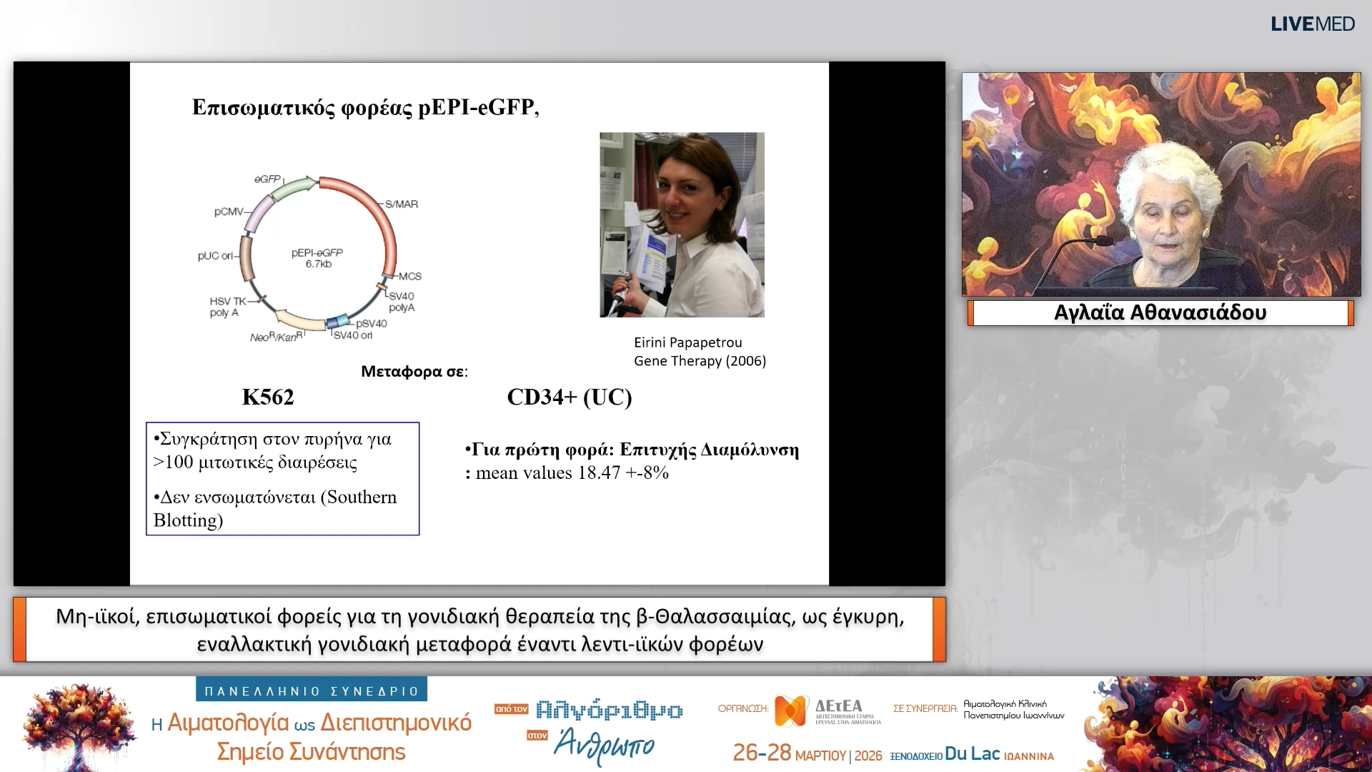 28 Αγλαΐα Αθανασιάδου - Μη-ιϊκοί, επισωματικοί φορείς για τη γονιδιακή θεραπεία της β-Θαλασσαιμίας, ως έγκυρη, εναλλακτική γονιδιακή μεταφορά έναντι λεντι-ιϊκών φορέων