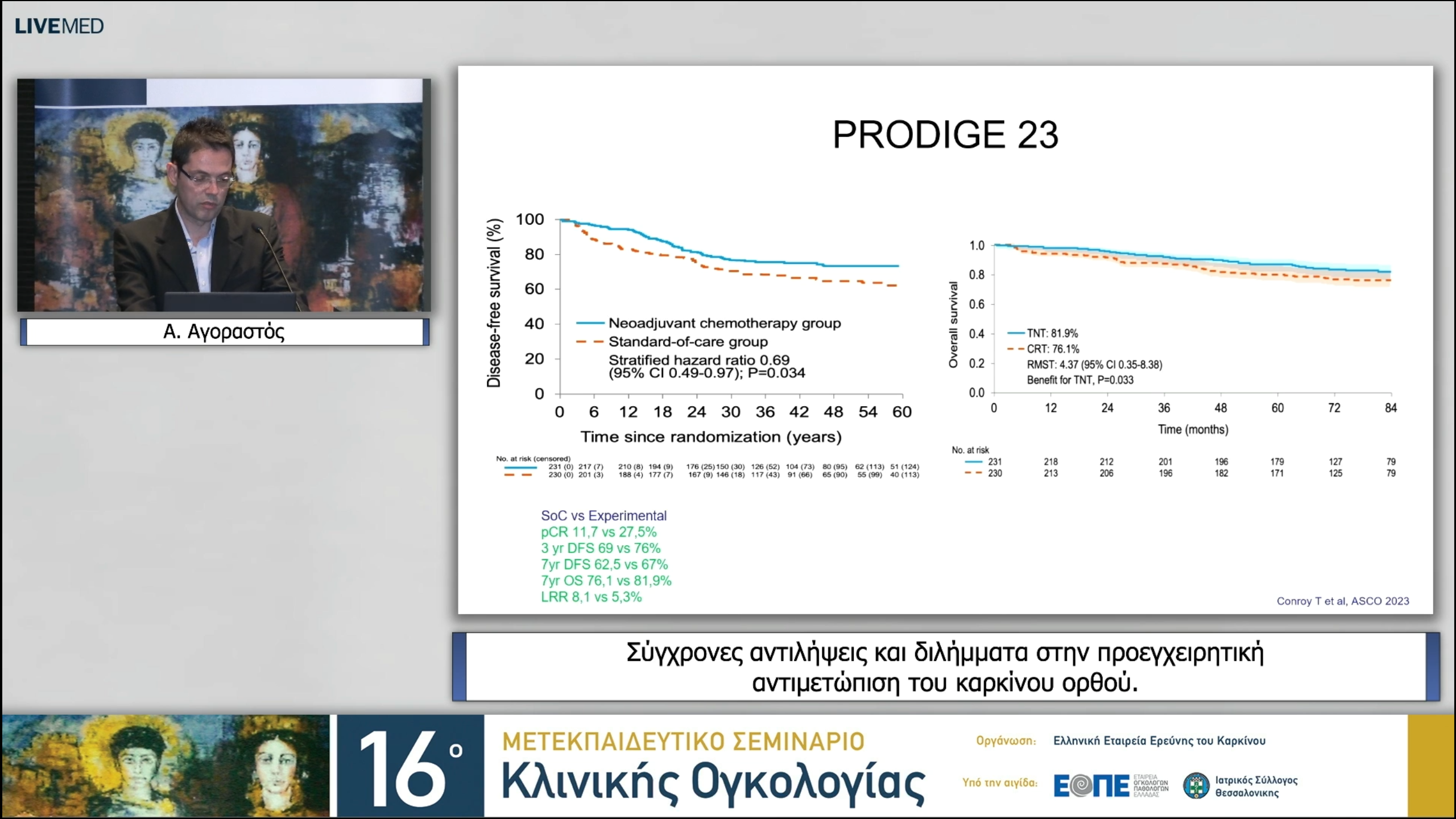 17  Α. Αγοραστός - Σύγχρονες αντιλήψεις και διλήμματα στην προεγχειρητική αντιμετώπιση του καρκίνου ορθού.