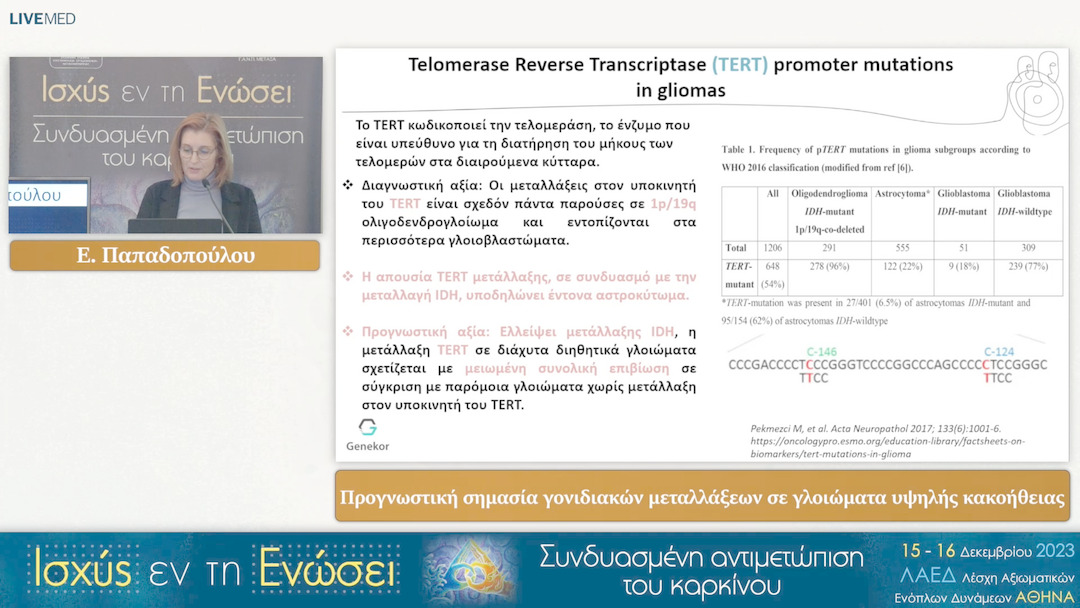 42 Ε. Παπαδοπούλου - Προγνωστική σημασία γονιδιακών μεταλλάξεων σε γλοιώματα υψηλής κακοήθειας 