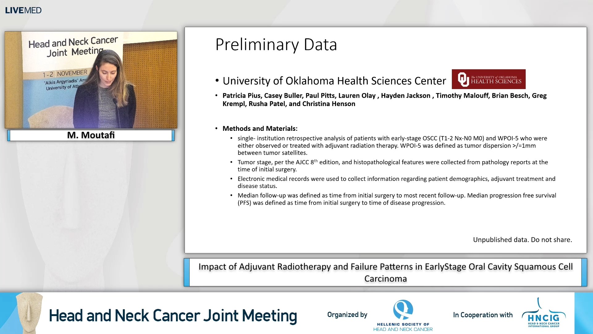 19 M. Moutafi - Impact of Adjuvant Radiotherapy and Failure Patterns in Early­Stage Oral Cavity Squamous Cell Carcinoma 