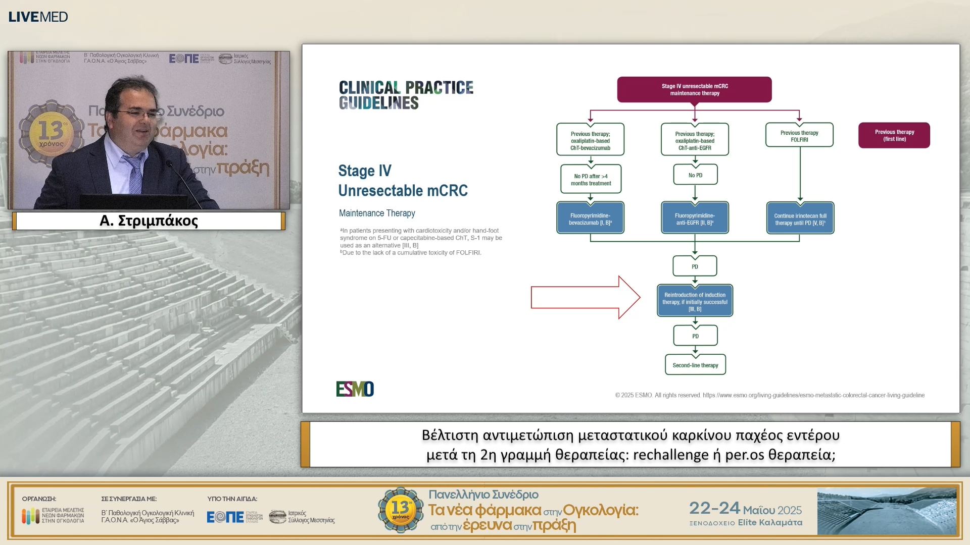 26 Α. Στριμπάκος - Βέλτιστη αντιμετώπιση μεταστατικού καρκίνου παχέος εντέρου μετά τη 2η γραμμή θεραπείας: rechallenge ή per.os θεραπεία;