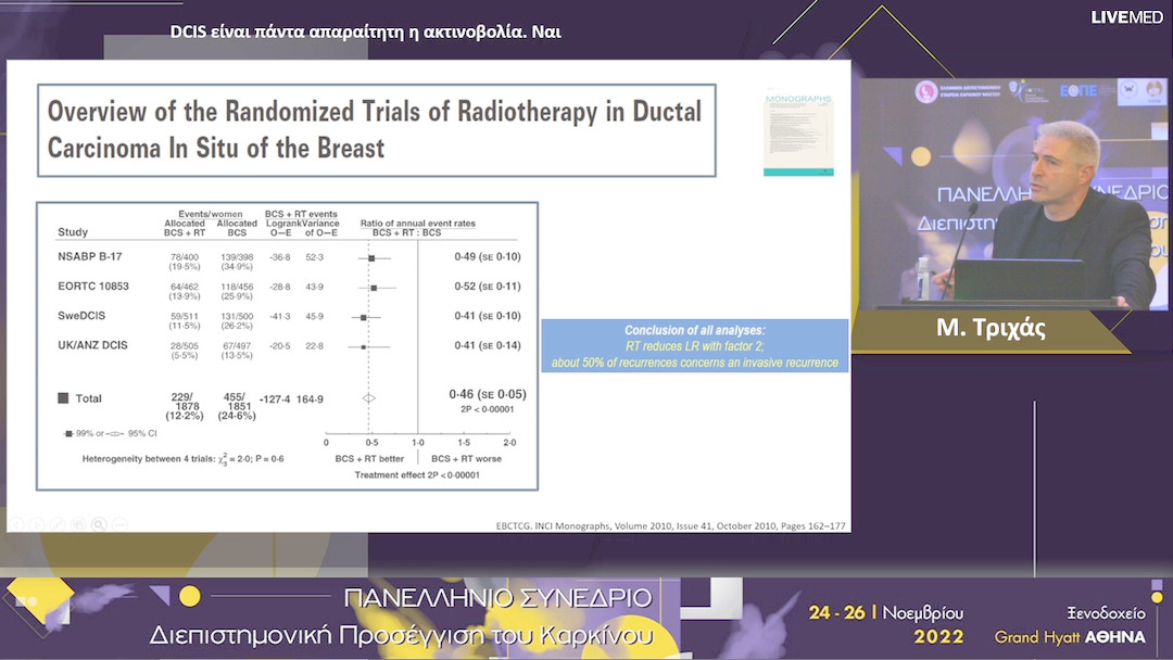 41 Μ. Τριχάς - DCIS είναι πάντα απαραίτητη η ακτινοβολία. - Ναι 