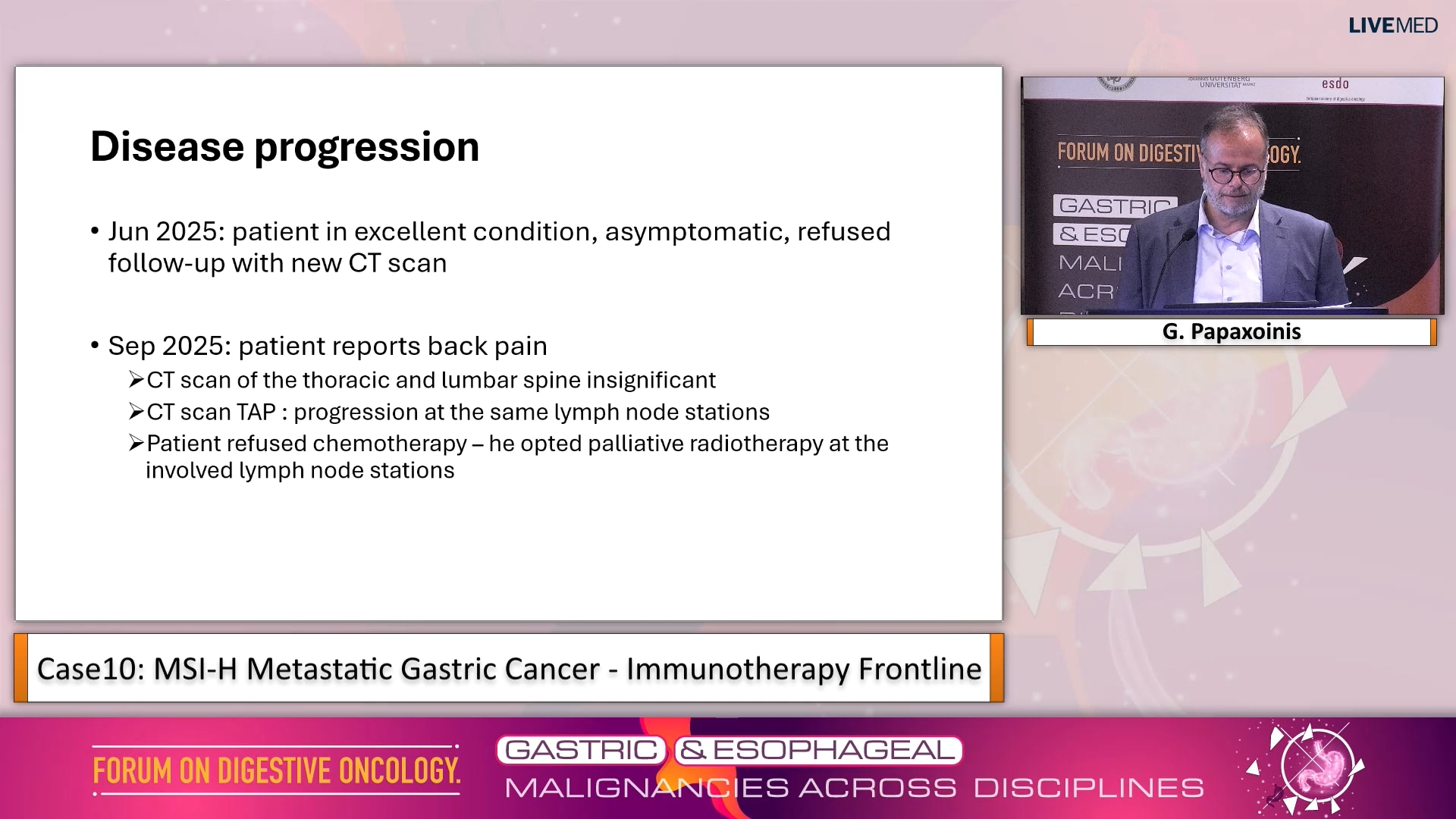15 Case10: MSI-H Metastatic Gastric Cancer - Immunotherapy Frontline