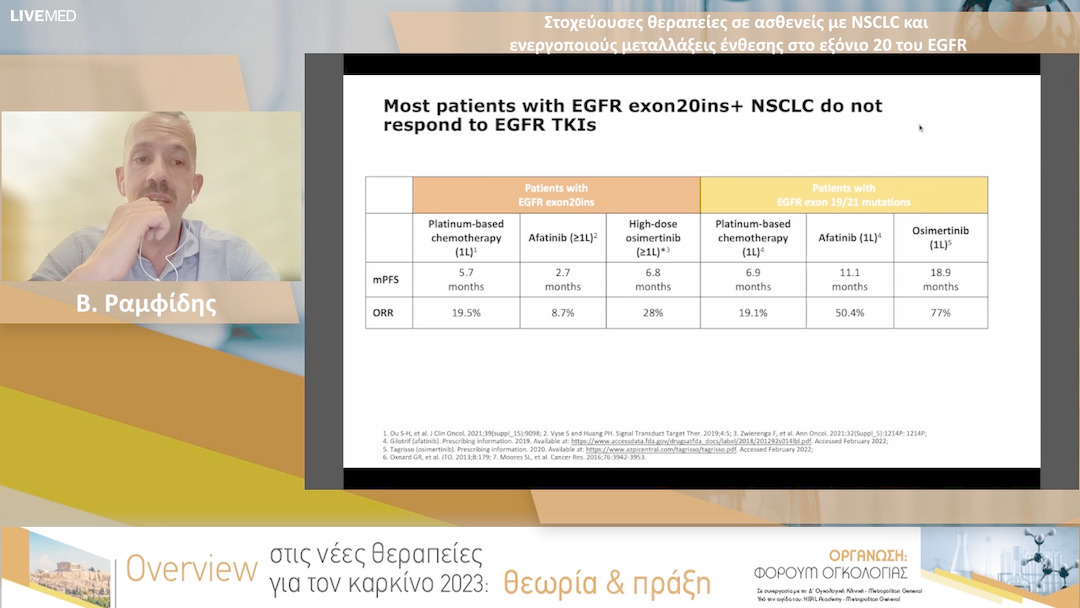 38 Β. Ραμφίδης - Στοχεύουσες θεραπείες σε ασθενείς με NSCLC και ενεργοποιούς μεταλλάξεις ένθεσης στο εξόνιο 20 του EGFR