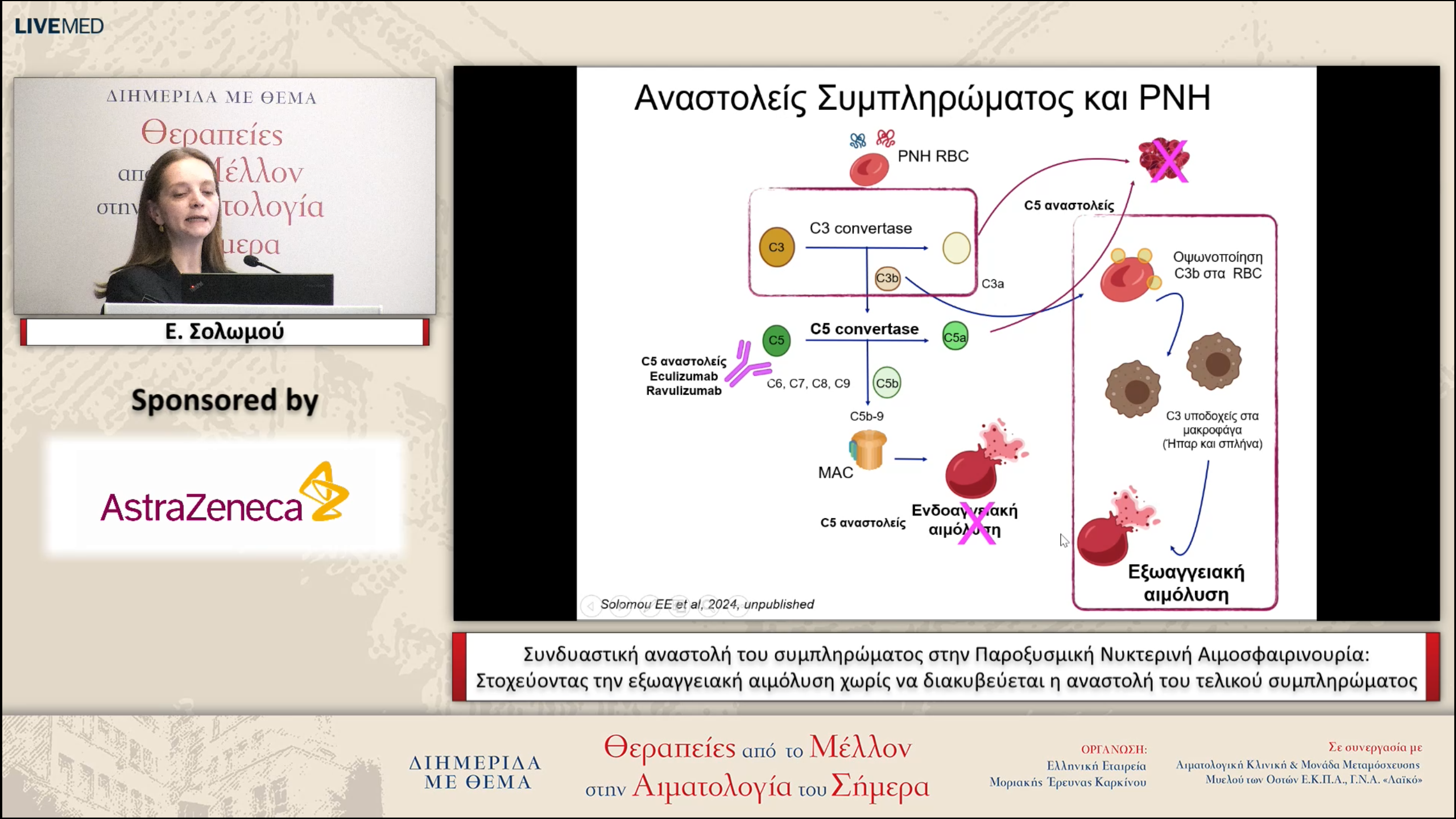 20 Ε. Σολωμού - Συνδυαστική αναστολή του συμπληρώματος στην Παροξυσμική Νυκτερινή Αιμοσφαιρινουρία: Στοχεύοντας την εξωαγγειακή αιμόλυση χωρίς να διακυβεύεται η αναστολή του τελικού συμπληρώματος