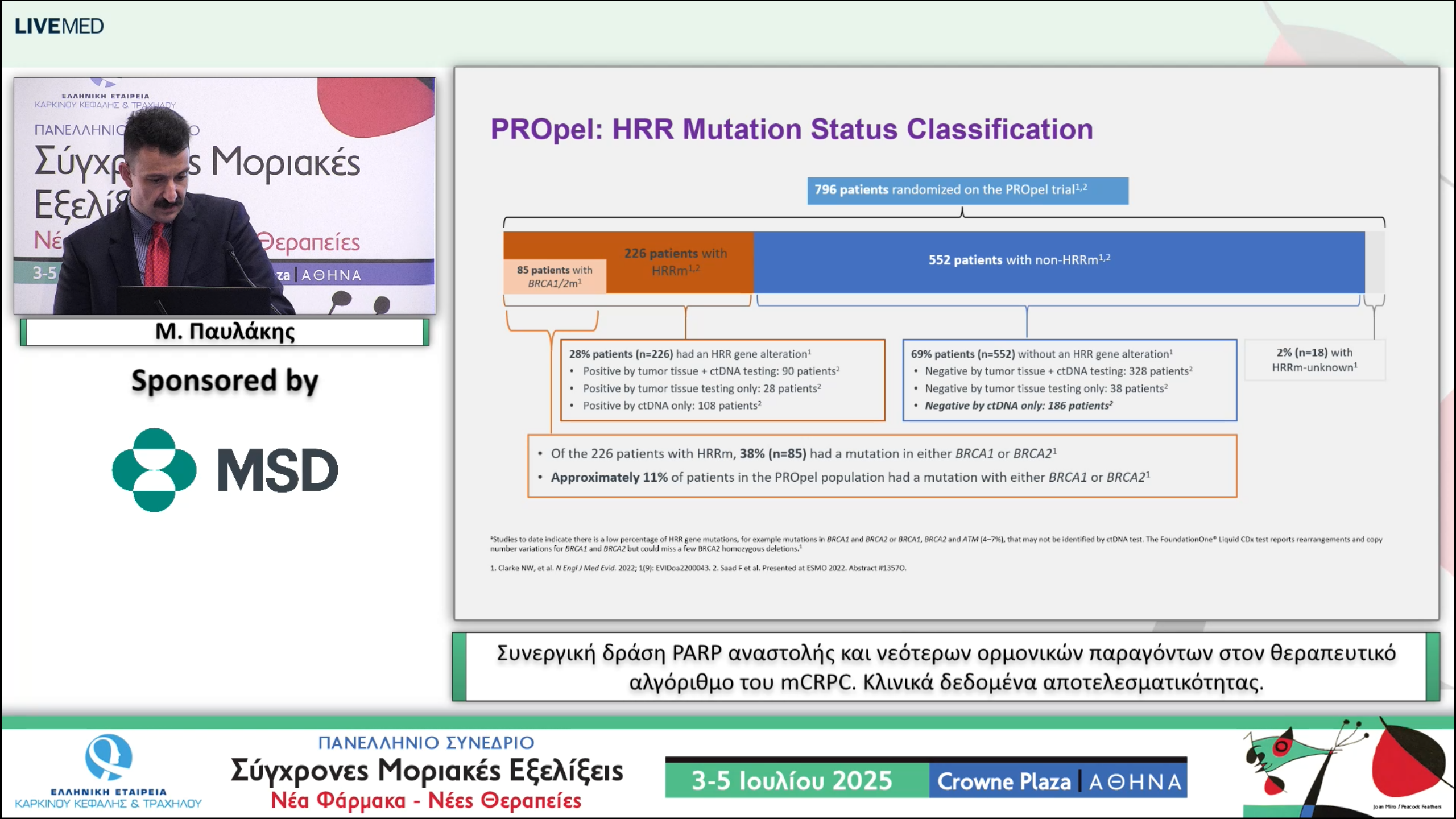 14  Μ. Παυλάκης - Συνεργική δράση PARP αναστολής και νεότερων ορμονικών παραγόντων στον θεραπευτικό αλγόριθμο του mCRPC. Κλινικά δεδομένα αποτελεσματικότητας.