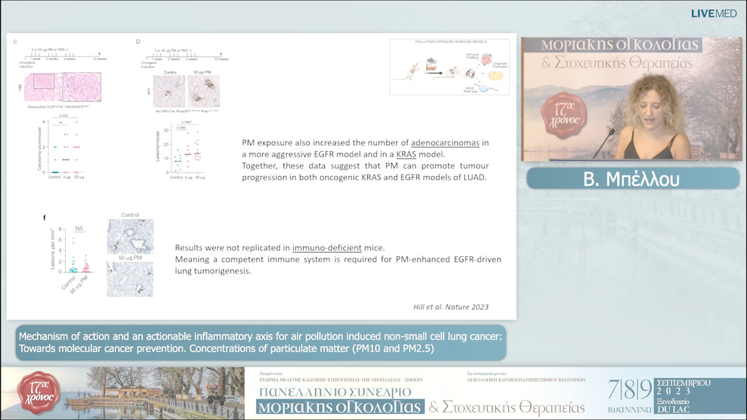 50 Β. Μπέλλου - Mechanism of action and an actionable inflammatory axis for air pollution induced non-small cell lung cancer: Towards molecular cancer prevention. Concentrations of particulate matter (PM10 and PM2.5) 