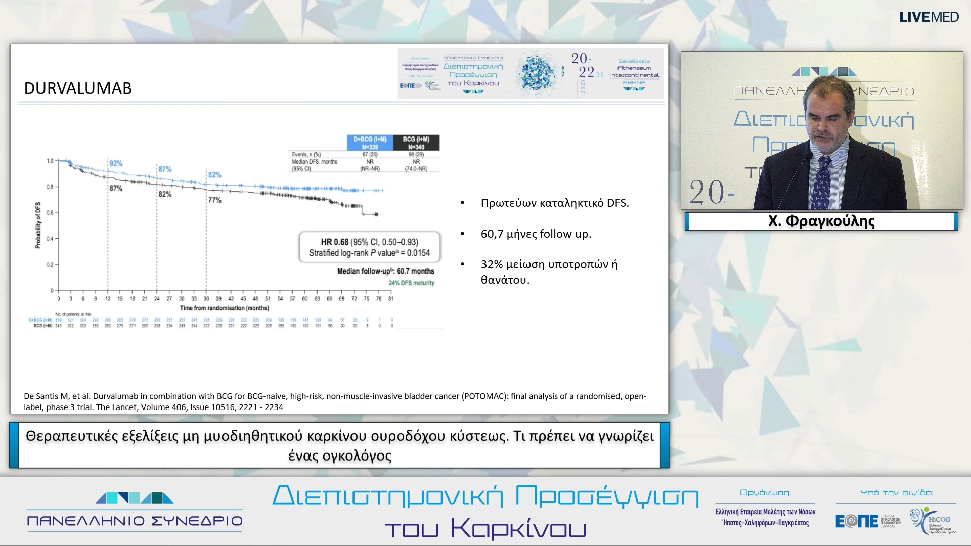 64 Χ. Φραγκούλης - Θεραπευτικές εξελίξεις μη μυοδιηθητικού καρκίνου ουροδόχου κύστεως. Τι πρέπει να γνωρίζει ένας ογκολόγος. 