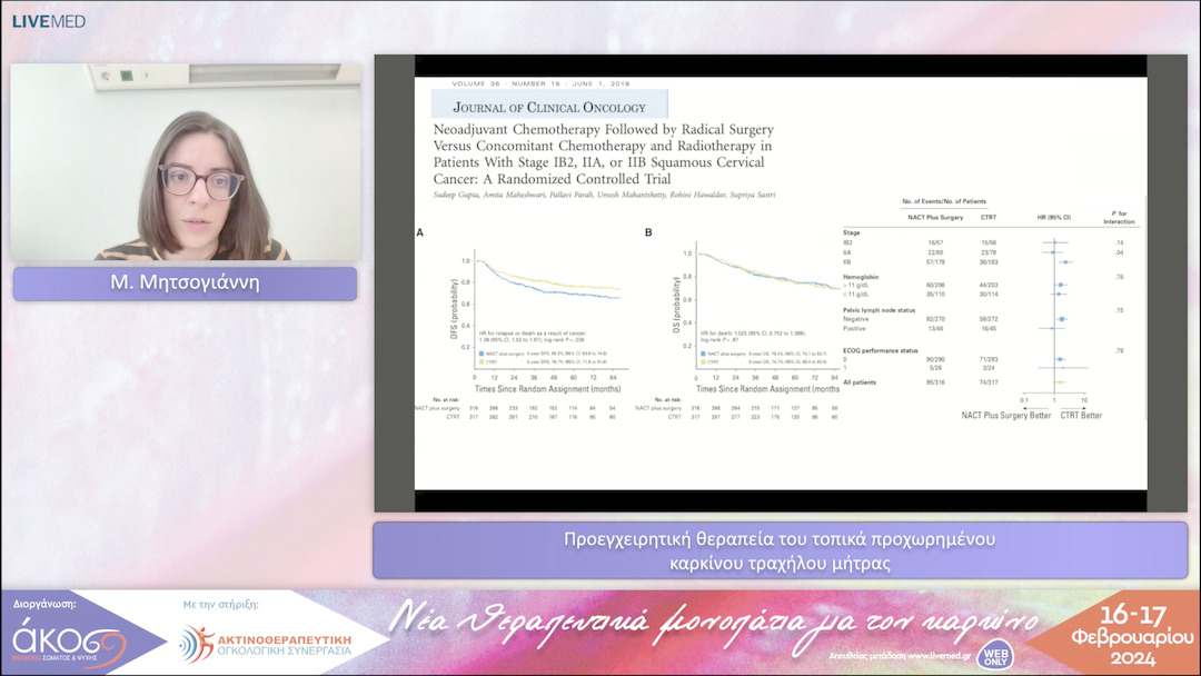 40 Μ. Μητσογιάννη - Προεγχειρητική θεραπεία του τοπικά προχωρημένου καρκίνου τραχήλου μήτρας 