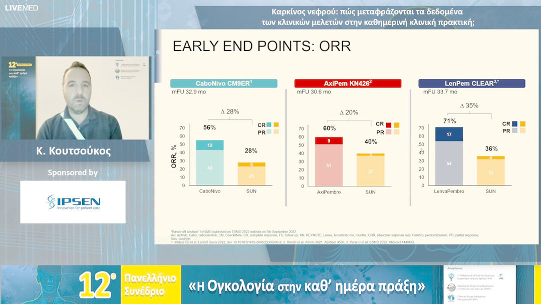 46 Κ. Κουτσούκος - Καρκίνος νεφρού: πώς μεταφράζονται τα δεδομένα των κλινικών μελετών στην καθημερινή κλινική πρακτική; 