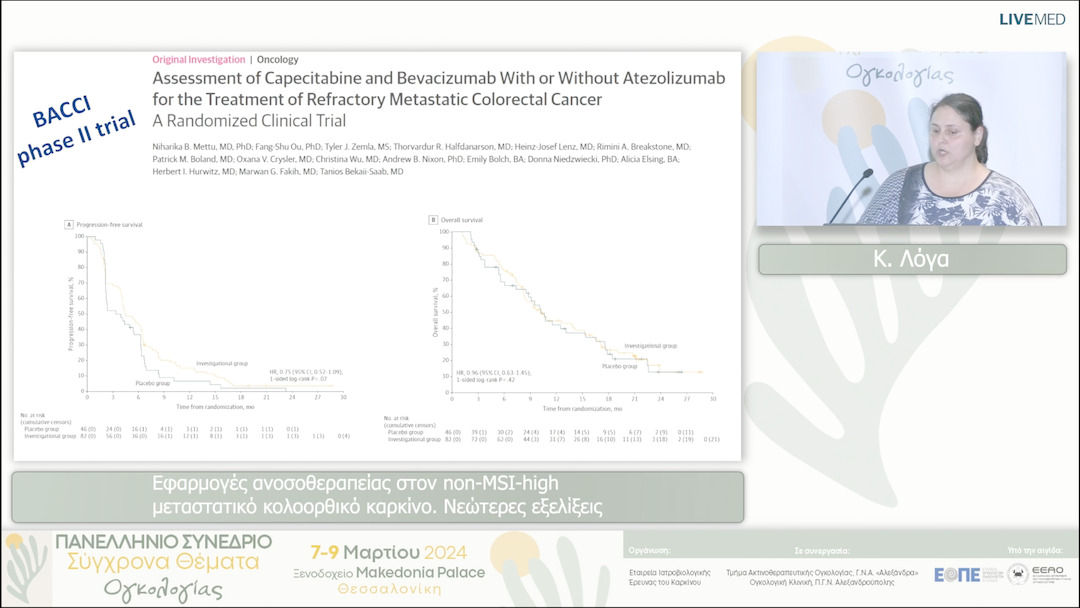 11 Κ. Λόγα - Εφαρμογές ανοσοθεραπείας στον non-MSI-high μεταστατικό κολοορθικό καρκίνο. Νεώτερες εξελίξεις 