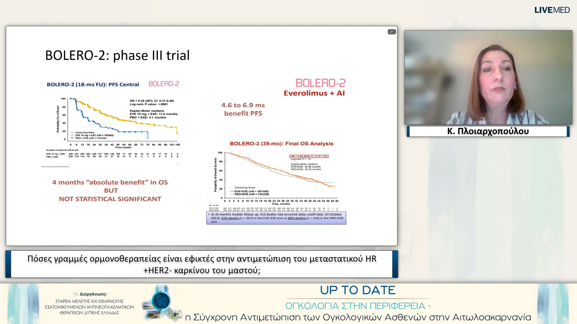 40  Κ. Πλοιαρχοπούλου - Πόσες γραμμές ορμονοθεραπείας είναι εφικτές στην αντιμετώπιση του μεταστατικού HR+HER2- καρκίνου του μαστού;