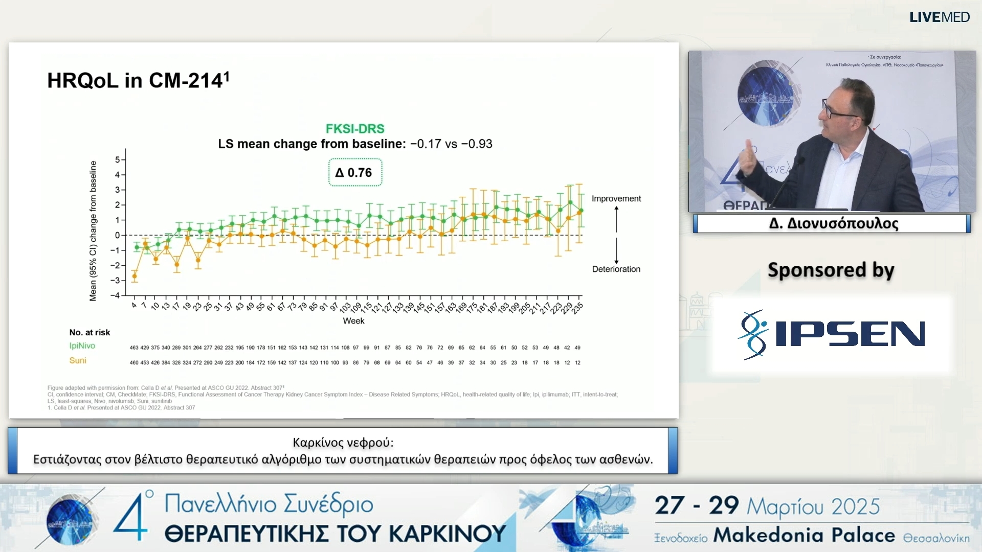 56 Δ. Διονυσόπουλος - Καρκίνος νεφρού: Εστιάζοντας στον βέλτιστο θεραπευτικό αλγόριθμο των συστηματικών θεραπειών προς όφελος των ασθενών. 