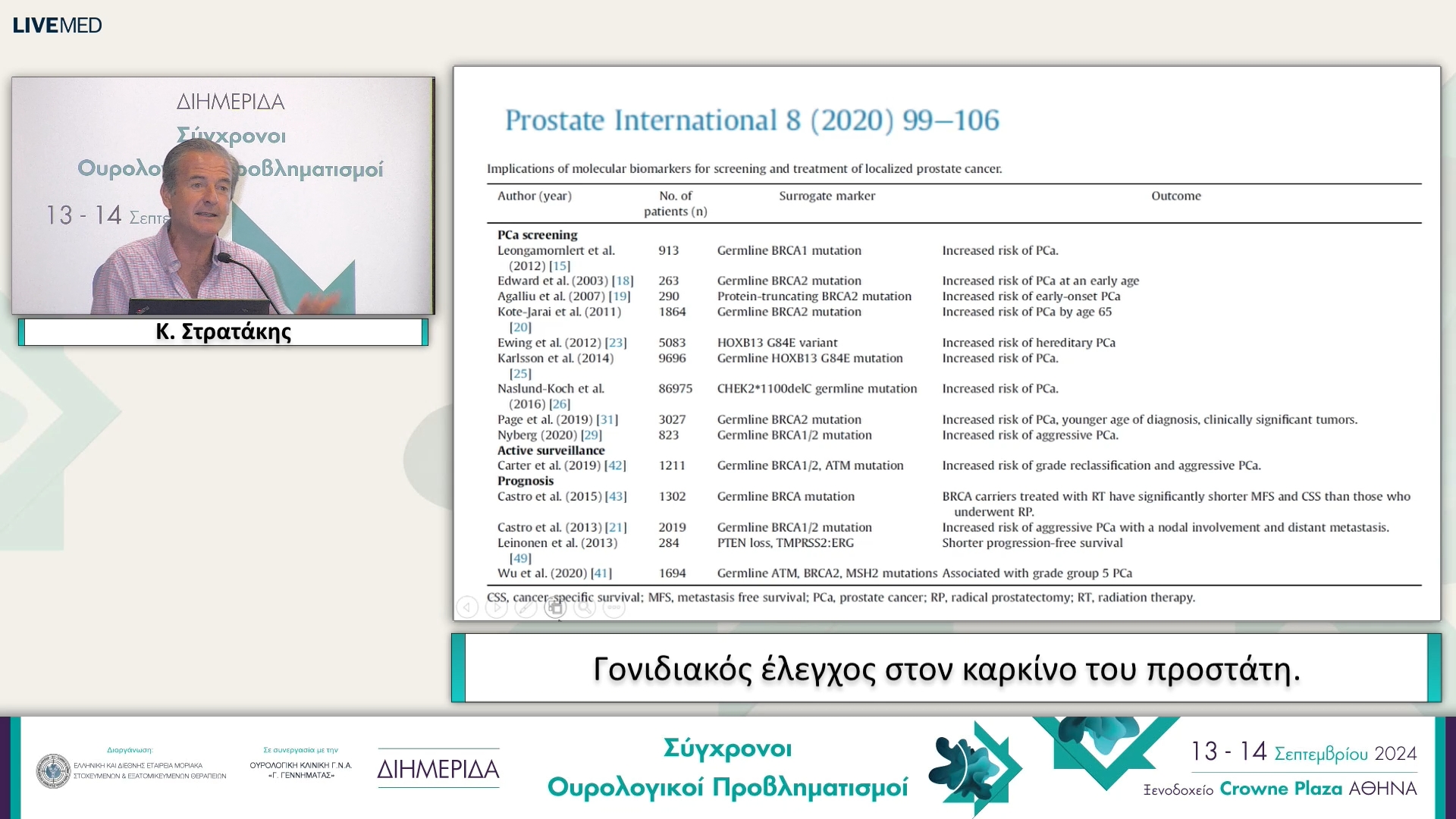 24 K. Στρατάκης - Γονιδιακός έλεγχος στον καρκίνο του προστάτη. 