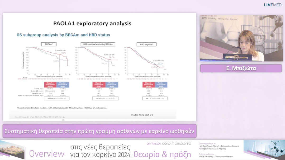 39 Ε. Μπιζιώτα - Συστηματική θεραπεία στην πρώτη γραμμή ασθενών με καρκίνο ωοθηκών 