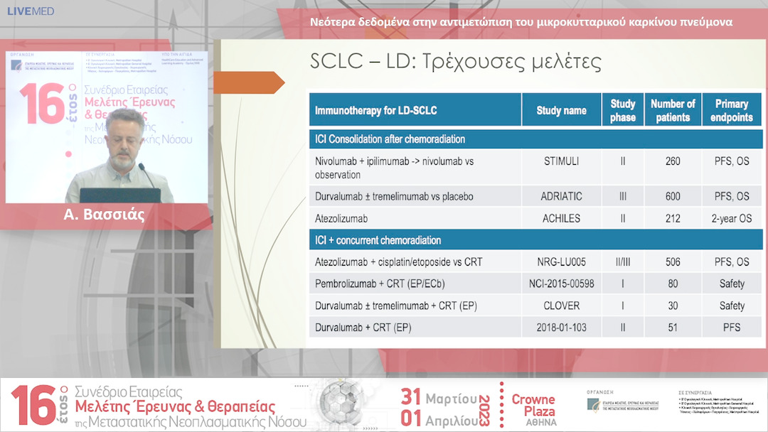 29 Α. Βασσιάς - Νεότερα δεδοµένα στην αντιµετώπιση του µικροκυτταρικού καρκίνου πνεύµονα