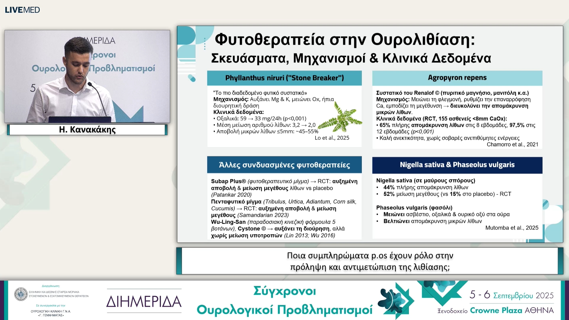 43 Η. Κανακάκης - Ποια συμπληρώματα p.os έχουν ρόλο στην πρόληψη και αντιμετώπιση της λιθίασης;