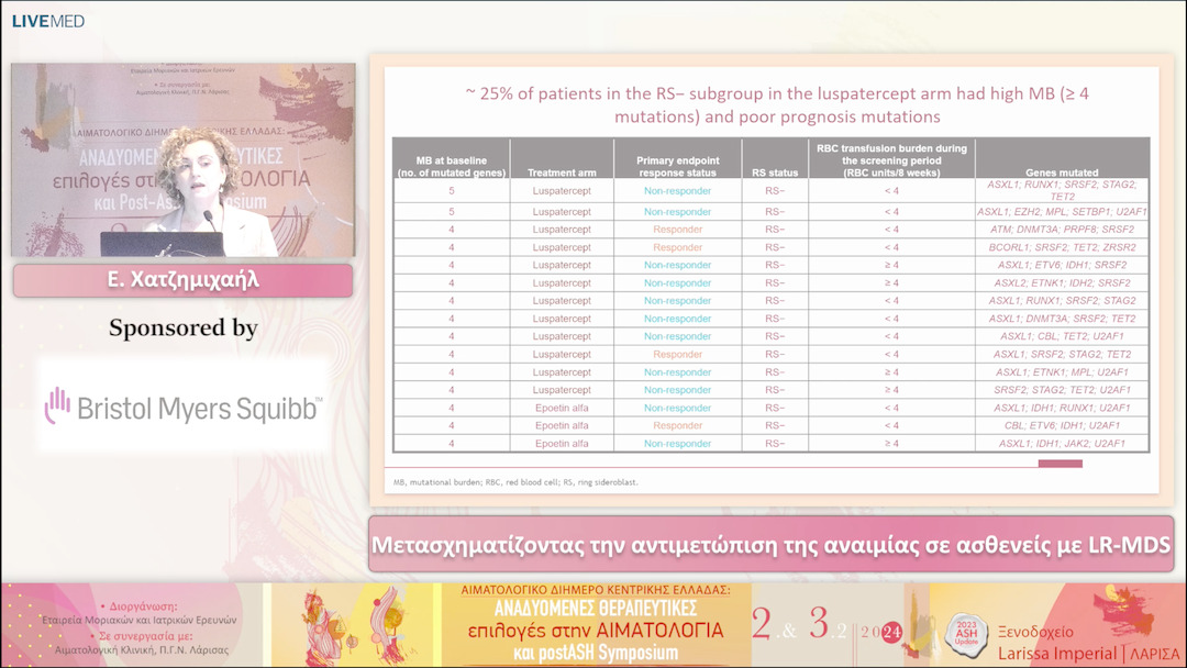 37 Ε. Χατζημιχαήλ - Μετασχηματίζοντας την αντιμετώπιση της αναιμίας σε ασθενείς με LR-MDS 