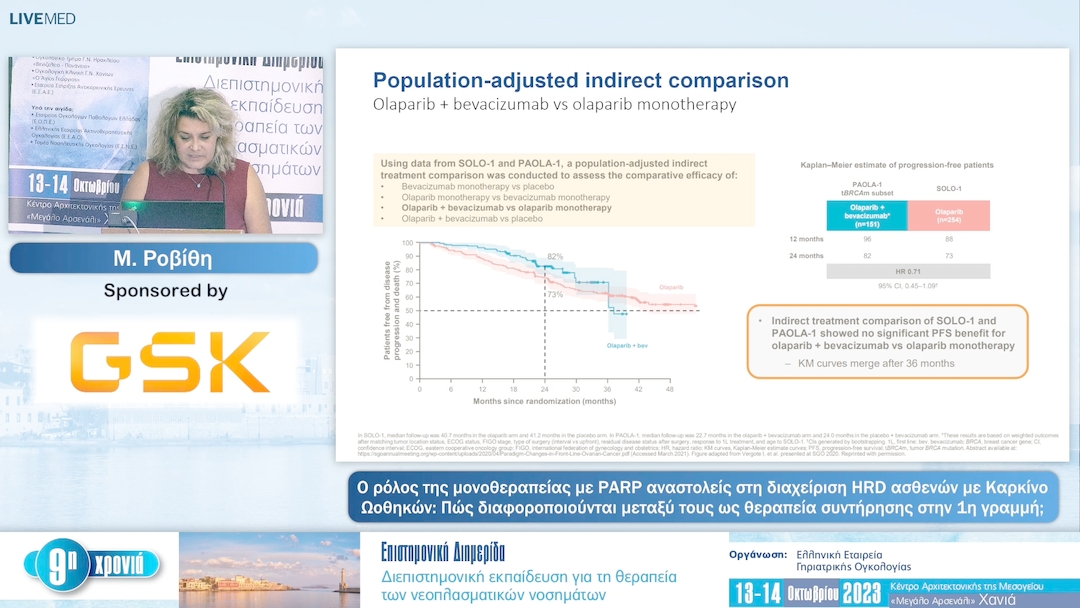 20 Μ. Ροβίθη - Ο ρόλος της μονοθεραπείας με PARP αναστολείς στη διαχείριση HRD ασθενών με Καρκίνο Ωοθηκών: Πώς διαφοροποιούνται μεταξύ τους ως θεραπεία συντήρησης στην 1η γραμμή;