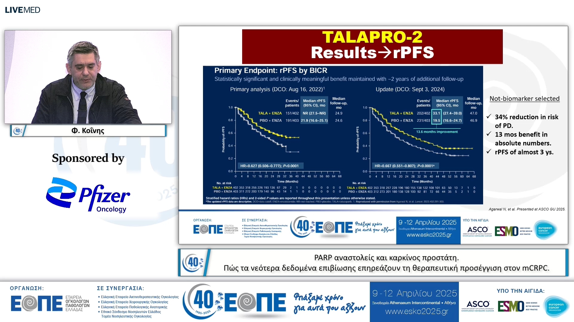 053 Φ. Κοΐνης - PARP αναστολείς και καρκίνος προστάτη. Πώς τα νεότερα δεδομένα επιβίωσης επηρεάζουν τη θεραπευτική προσέγγιση στον mCRPC. 