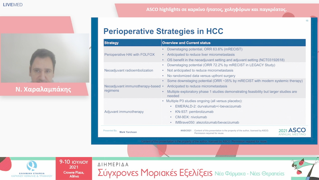 15 Ν. Χαραλαμπάκης - ASCO highlights σε καρκίνο ήπατος, χοληφόρων και παγκρέατος.